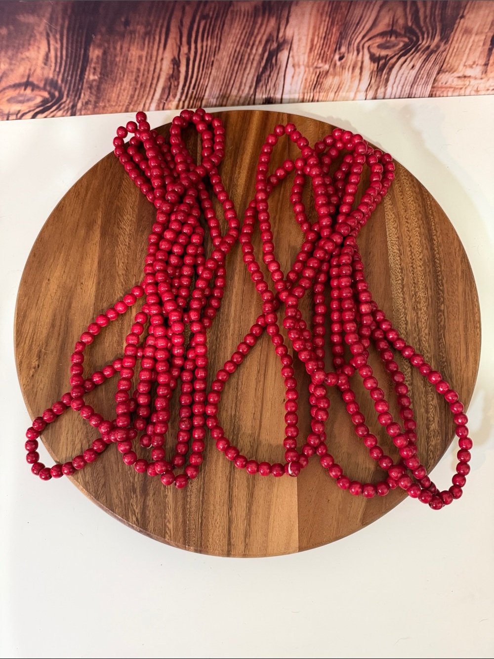 Festive Red Beaded Holiday Garland Strand 11’ - set of two
